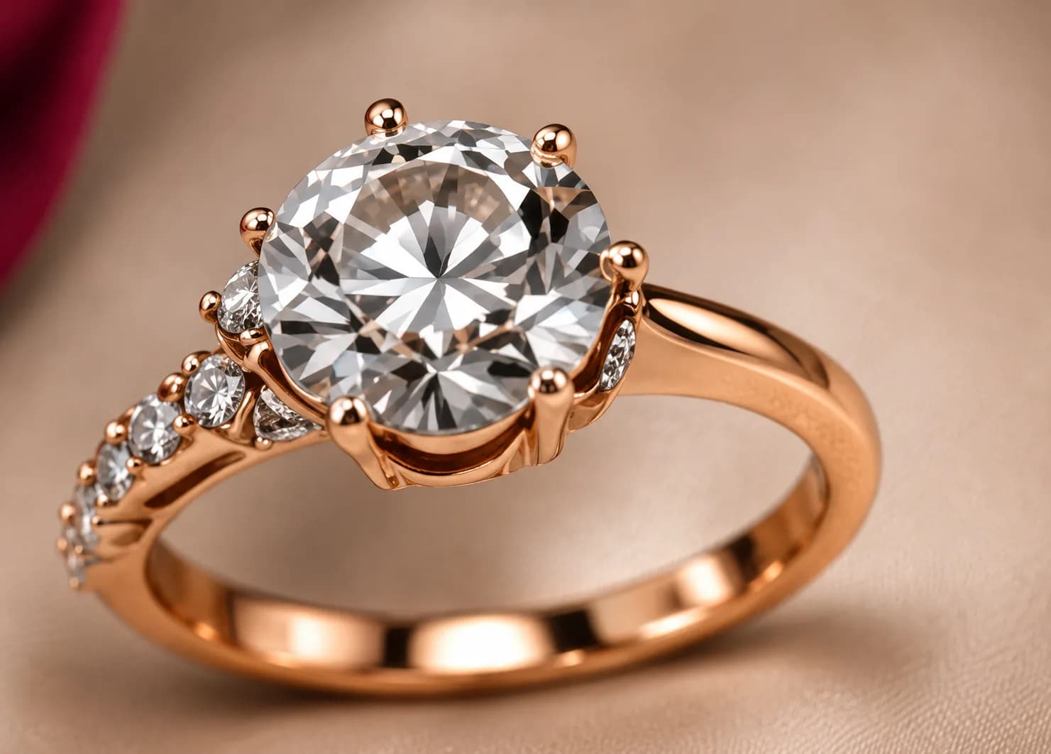 Rose-gold diamond solitaire ring